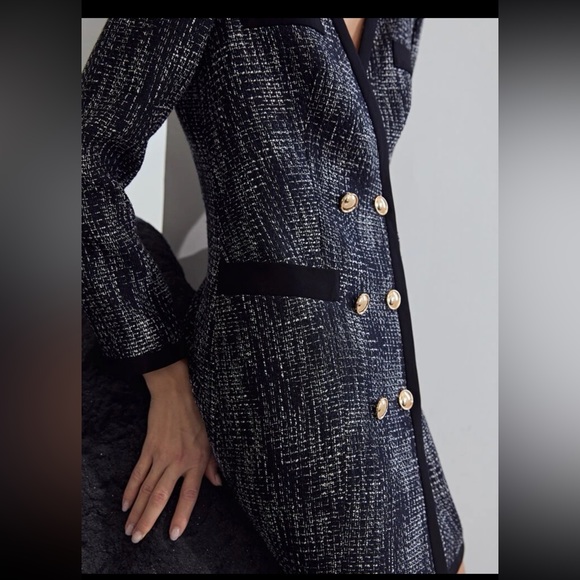 MOTF PREMIUM TWEED DOUBLE BREASTED BLAZER DRESS - Picture 9 of 10
